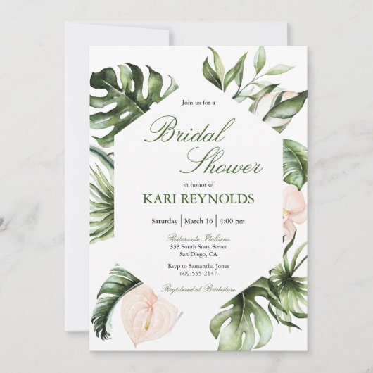 Végétation tropicale Florale Invitation à la douch (Devant)