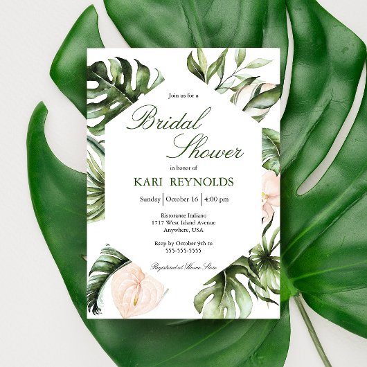 Végétation tropicale Florale Invitation à la douch