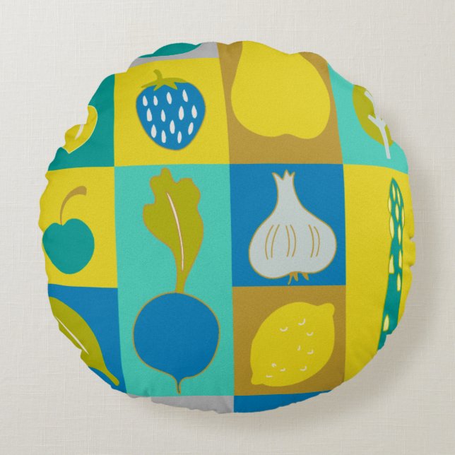 Veggie Blocks I Rond Kussen (Voorkant)