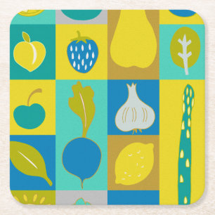 Veggie Blocks I Vierkante Kartonnen Onderzetter