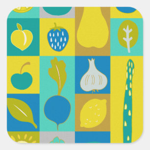 Veggie Blocks I Vierkante Sticker