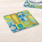 Veggie Blocks II Vierkante Kartonnen Onderzetter (Schuin)