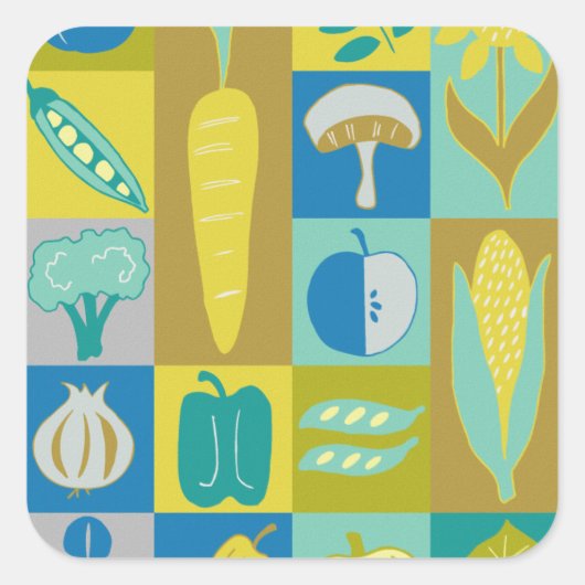 Veggie Blocks II Vierkante Sticker (Voorkant)