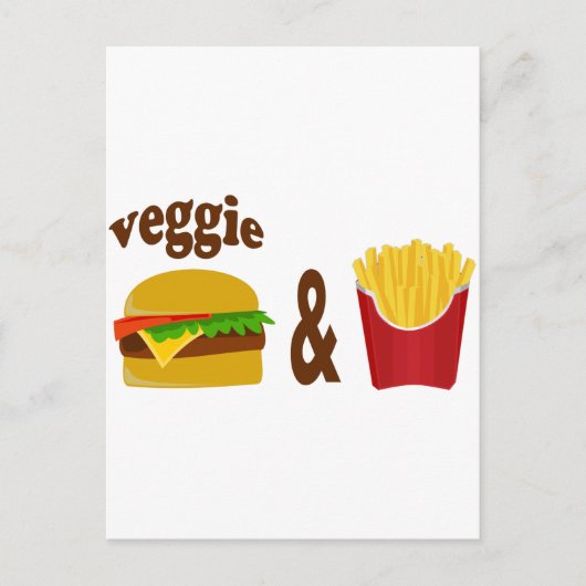Veggie Burger en Fries Briefkaart (Voorkant)