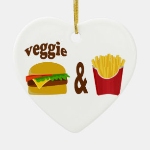 Veggie Burger en Fries Keramisch Ornament