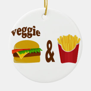Veggie Burger en Fries Keramisch Ornament