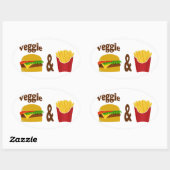 Veggie Burger en Fries Ovale Sticker (Vel)