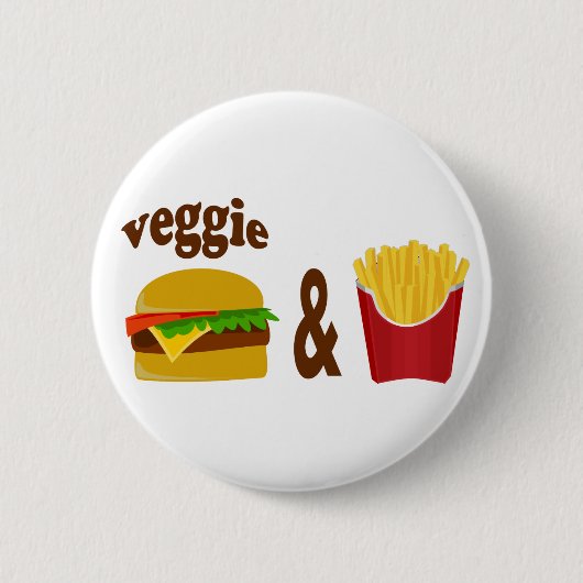 Veggie Burger en Fries Ronde Button 5,7 Cm (Voorkant)