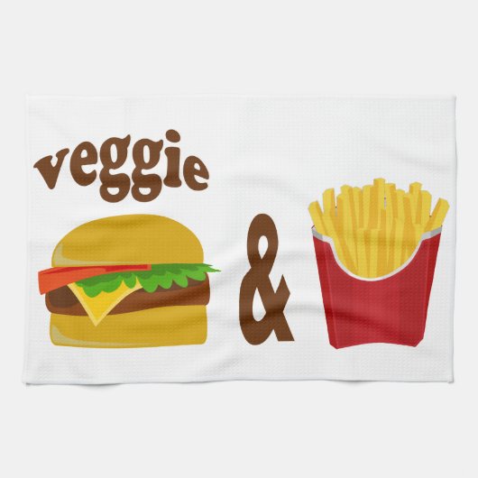 Veggie Burger en Fries Theedoek (Horizontaal)