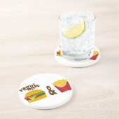 Veggie Burger en Fries Zandsteen Onderzetter (Zijkant)