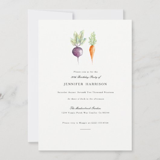 Veggie Duo | Aquarelle Invitation de fête d'annive (Devant)