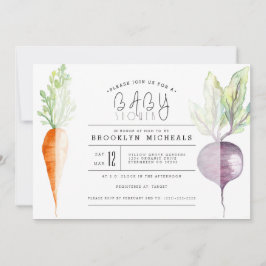 Veggie Duo | Bieten & Wortel Waterverf Baby shower Kaart