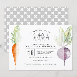 Veggie Duo | Bieten & Wortel Waterverf Baby shower Kaart