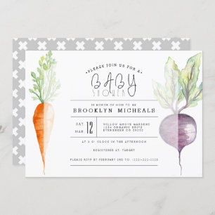 Veggie Duo Bieten & Wortel Waterverf Baby shower Kaart