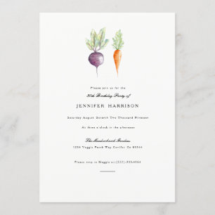 Veggie Duo   Watercolor verjaardagsfeest uitnodigi Kaart