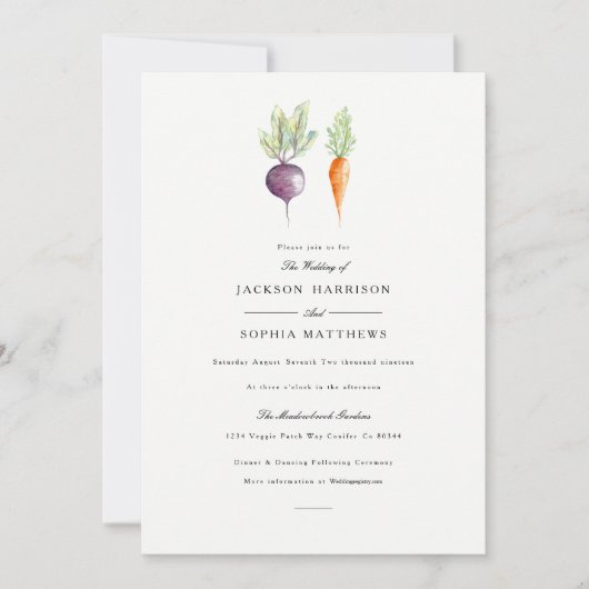 Veggie Duo | Waterverf bruiloft uitnodigen Kaart (Voorkant)