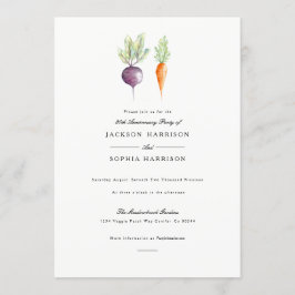 Veggie Duo | Waterverf Jubileum Uitnodigen Kaart