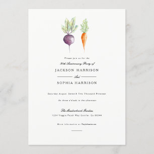 Veggie Duo   Waterverf Jubileum Uitnodigen Kaart