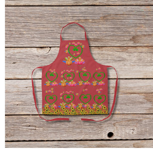 Veggie-kalkoenen en zonnebloemen rood schort