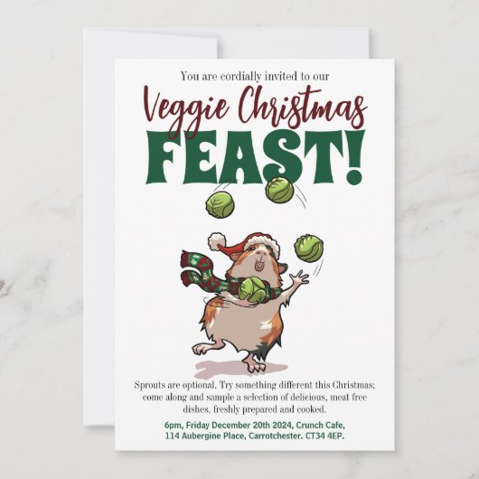 Veggie Kerst Feest Cavia Juggling Sprouts Kaart (Voorkant)