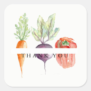 Veggie Patch Waterverf Dank u Vierkante Sticker