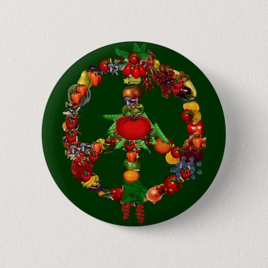 Veggie Peace Sign Ronde Button 5,7 Cm (Voorkant)