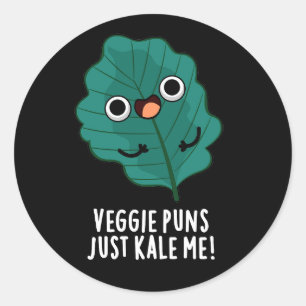 Veggie Puns Kale me Funny Food Pun Dark BG Ronde Sticker