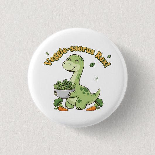 Veggie-saurus Rex! Ronde Button 3,2 Cm (Voorkant)