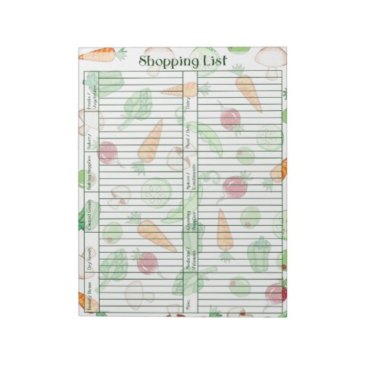 Veggie Shopping List Notitieblok (Gedraaid)