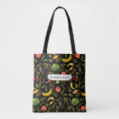 Veggies and Gold Bottles Foodie Hipster Pattern Tote Bag (Voorkant)