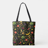 Veggies and Gold Bottles Foodie Hipster Pattern Tote Bag (Achterkant)