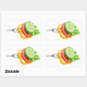 Veggies op een vork rechthoekige sticker (Vel)