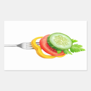 Veggies op een vork rechthoekige sticker