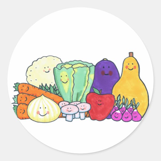 Veggies Ronde Sticker (Voorkant)