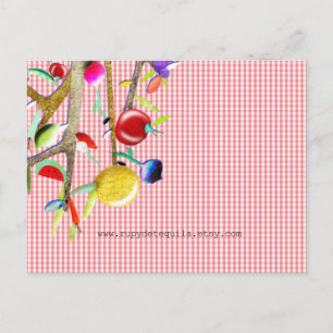 Veggies Waterverf Vichy Pattern Briefkaart