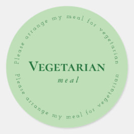 Vegitarian meal Request Sticker, Green Ronde Sticker