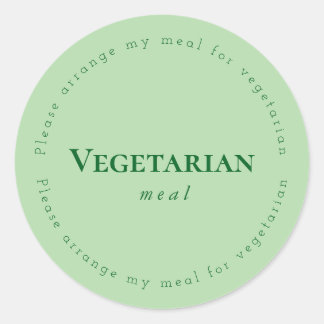 Vegitarian meal Request Sticker, Green Ronde Sticker