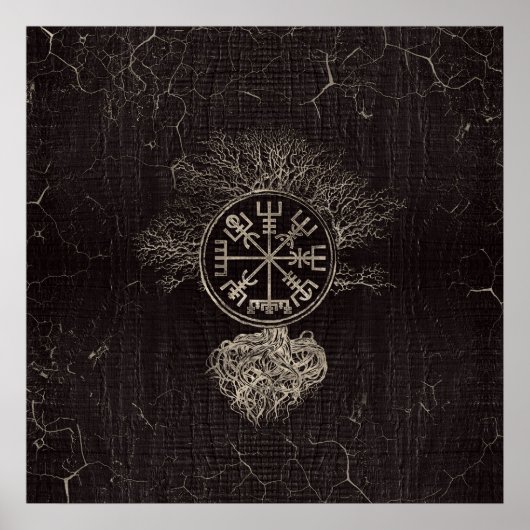 Vegvisir and Tree of life - Yggdrasil Poster (Voorkant)