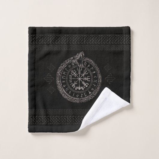 Vegvisir met Ouroboros en runes Bad Handdoek (Wasdoekje)