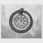 Vegvisir met Ouroboros en runes - grayscale Cadeaupapier (Vlak)