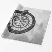 Vegvisir met Ouroboros en runes - grayscale Cadeaupapier (Uitgerold)