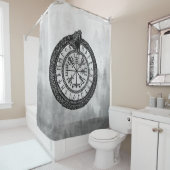 Vegvisir met Ouroboros en runes - grayscale Douchegordijn (In situ)