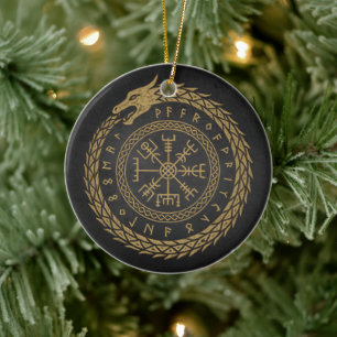 Vegvisir Noorse Slang Runencirkelontwerp Keramisch Ornament