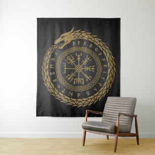 Vegvisir Noorse Slang Runencirkelontwerp Wandkleed