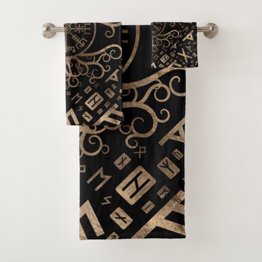 Vegvisir Tree of life Yggdrasil and Runes Bad Handdoek (Insitu)