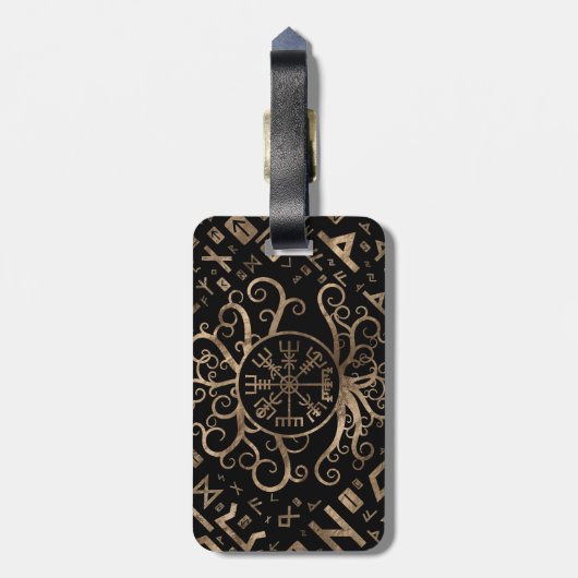 Vegvisir Tree of life Yggdrasil and Runes Bagagelabel (Achterkant verticaal)