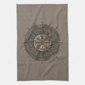 Vegvisir - Viking Compass - beige leder en goud Theedoek (Verticaal)