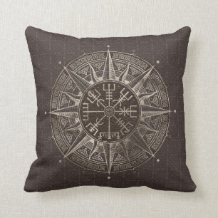 Vegvisir - Viking Compass - bruin leder en goud Kussen