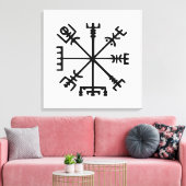 Vegvísir (Viking Compass) Canvas Afdruk (Insitu (Woonkamer))