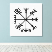Vegvísir (Viking Compass) Canvas Afdruk (Insitu (Houten vloer))